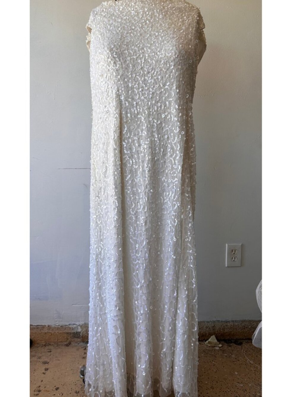 adrianna Papell White Sequin Gown 24